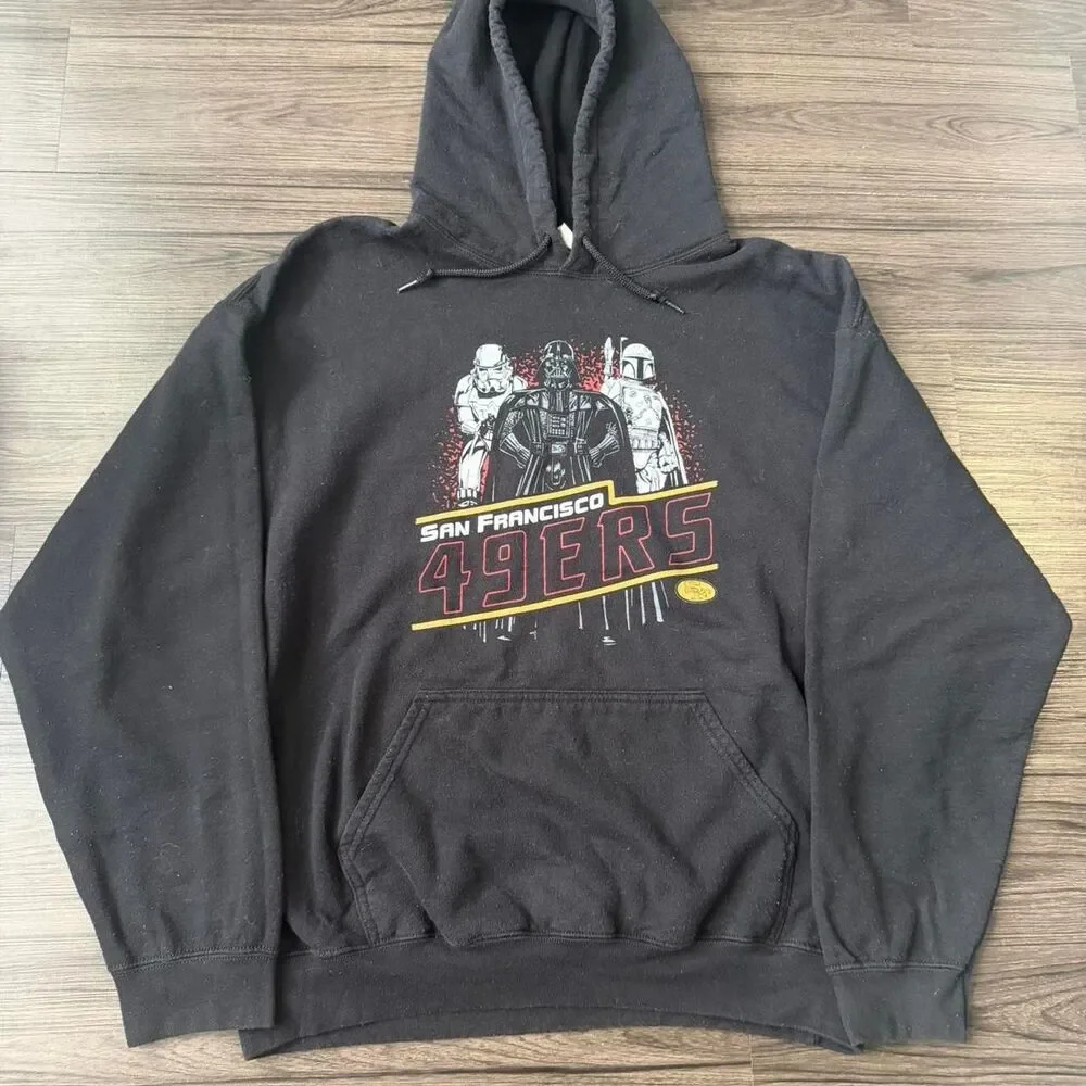 Junk Food San Francisco 49ers Star Wars Collab black graphic hoodie Size Large